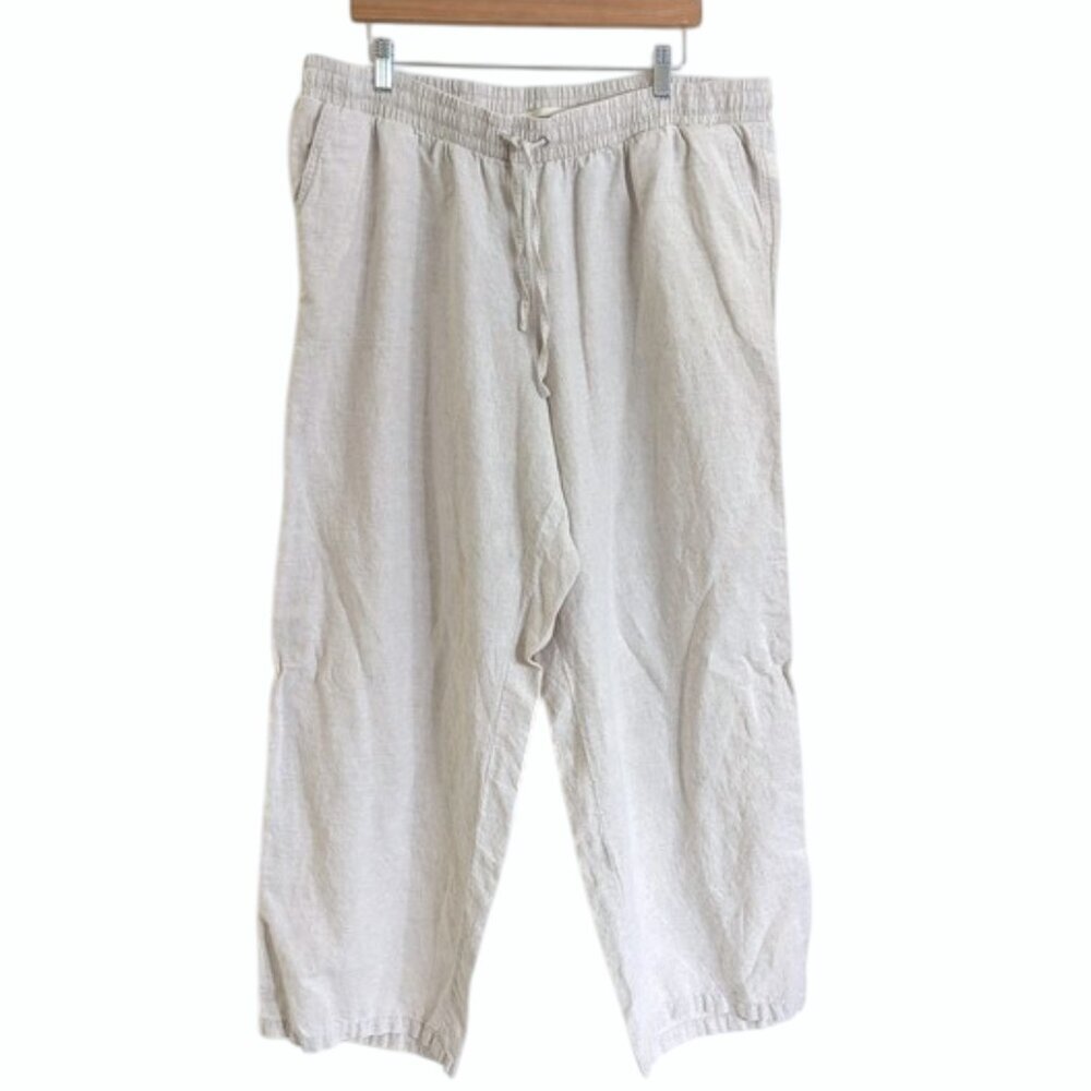 Amazon‎ Essentials Linen Blend Pull On Drawstring Wide Leg Pants Size 2X